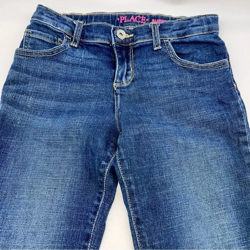 The Children's Place Girl's Medium Dark Wash Tapered Legs with Cuffs-Size 10
